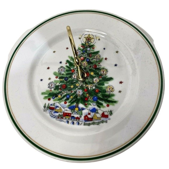 Salem Christmas Eve Christmas Tree Single Layer Porcelain 10" Tidbit Serve Tray - Picture 1 of 7